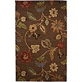 Hand-Tufted Brown Floral Wool and Art Silk Area Rug (5' X 8')