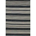 Flat Weave Black/ Grey Wool Rug (2'x 3')