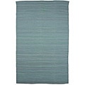 Flat Weave Solid Blue Wool Rug (5' x 8')
