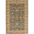Hand-tufted Beige/ Blue Wool Rug (5' x 8')