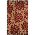 Hand-tufted Orange/ Red Wool Rug (5' x 8')
