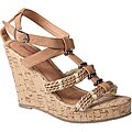 Refresh by Beston Women's 'Orly-02' Camel Faux Leather Cork Wedge Sandals