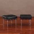 Andaluca Black Leather Ottoman (Set of 2)