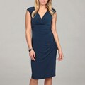 London Times Women's Navy Jersey Sheath Dress