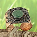 Copper Antique Green Sun Cuff Bracelet (India)