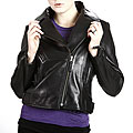 United Face Womens Black Leather Motorcycle Jacket