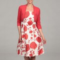 Jessica Howard Women's Red Floral Print Two-piece Dress