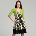 Jessica Howard Women's Green Floral 2-piece Dress