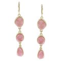 New! Morgan Ashleigh Goldtone Pink Faux Druzy Triple Stone Dangle Earrings
