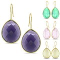22k Gold Overlay Synthetic Gemstone Earrings