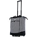 Olympia 20-inch Black and White Houndstooth Rolling Shopper Tote