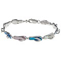 La Preciosa Silver Created Multi-colored Opal Flip Flop Link Bracelet
