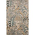 Hand-tufted Grey Paisley Wool Rug (5' x 8')