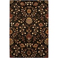 Hand-tufted Black Floral Wool Rug (8' x 11')