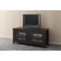 Espresso/ Glass Doors TV LCD Stand Console