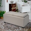 Maxwell Light Grey Fabric Tray Ottoman