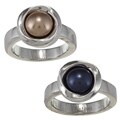 NEXTE Jewelry Stainless Steel Crystal Faux Pearl Ring