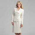 Le Suit Women's Three-button Jacquard Skirt Suit