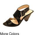 Assess about Desighn Perfect Working All Black Women's 'Cutout Buckle' Mid-heel Sandal