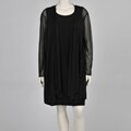 Onyx Nite Women's Plus-size Black 2-piece Chiffon Jacket Jersey Dress Set
