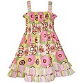 AnnLoren Girls Mod Floral Ruffled Smocked Sundress