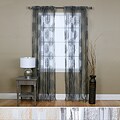 Velvet Flocking Sheer 84-inch Curtain Panels