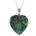 Sterling Silver Abalone Shell Heart Bali Design Necklace