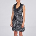 Tiana B Women's Polka Dot Ruffled Surplice Sash Belted Dress