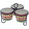 Certified International Hot and Saucy 3-section Server with Metal Stand