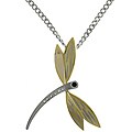 CGC Two-tone Stainless Steel Pave-set CZ Lucky Dragonfly Pendant