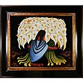 Diego Rivera 'The Flower Seller' Hand-painted Framed Canvas Art