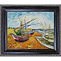 Vincent Van Gogh 'Boats At St. Marie's' Hand-painted Framed Canvas Art