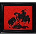 Pablo Picasso 'Bullfight I, Red' Hand-painted Framed Canvas Art