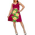 Women's Hot Pink V-Neck Floral Dress (Indonesia)