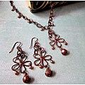 JonCar Designs Vintage Brass Floral Necklace and Earring Set
