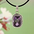 Sterling Silver Amethyst Milligrain Necklace (Indonesia)