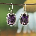 Sterling Silver Amethyst Bali Dangle Earrings (Indonesia)