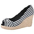 Refresh by Beston Women's 'Kelly' Striped Peep-Toe Espadrilles