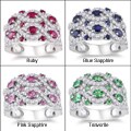 Sterling Silver 2 3/4ct TGW Gemstone and White Sapphire Ring