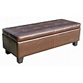 Espresso Leather Tufted Storage Bench Ottoman