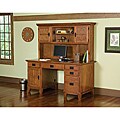 Home Styles Arts and Crafts Cottage Oak Pedestal Desk and Hutch Set