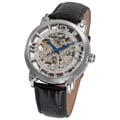 Stuhrling Original Men's Winchester 44 Skeleton Automatic Black Leather Strap Watch