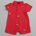 Little Me Newborn Boy's Red Embroidered Romper