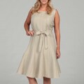 Calvin Klein Women's Plus Size Khaki Belted Pleated Dress