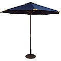 Lauren & Co Top Grain Leather Spun Poly Navy Blue Market Umbrella with Stand