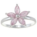Sterling Silver Pink Cubic Zirconia Flower Baby Ring