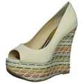 Two Lips 'Tood Desire' Beige Wedge Sandals