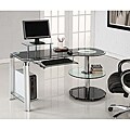 Innovex Round Storage Clear Glass Computer Desk