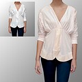 A to Z Turkish Cotton Faux Wrap 3/4-length Sleeve Top