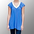A to Z Blue Extra-long Short-Sleeved Tunic Top